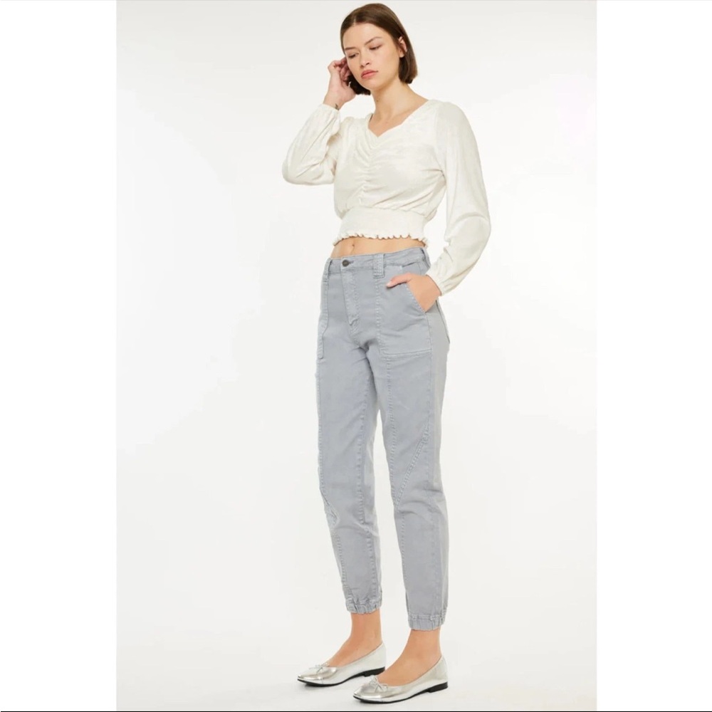Kancan Tatiana High Rise Denim Jogger Pants size 5/26 Grey